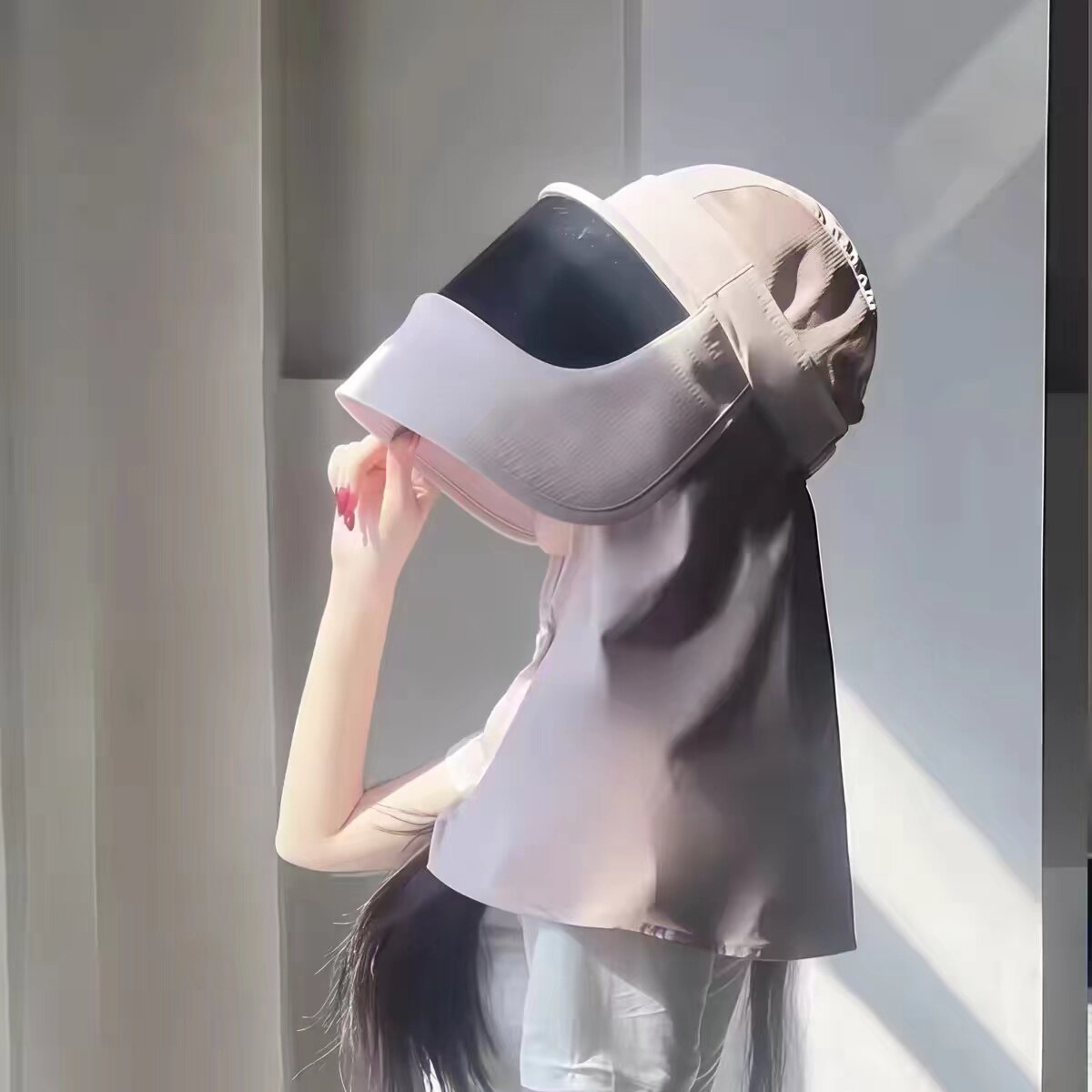 电动车防晒帽女士遮阳帽骑车吹不