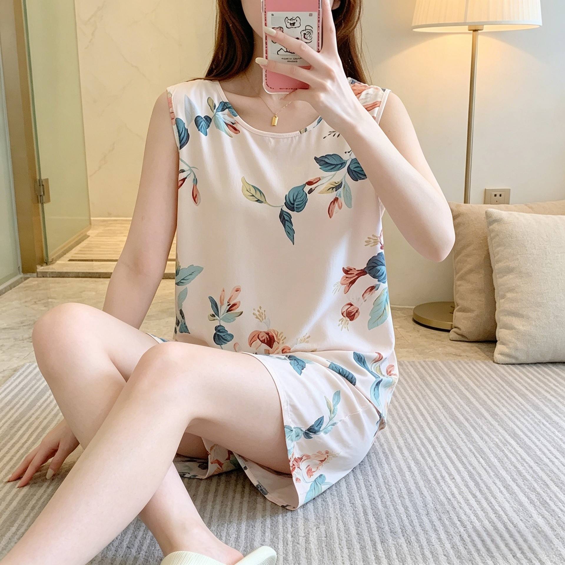 无袖家居服云朵棉睡衣女款夏季