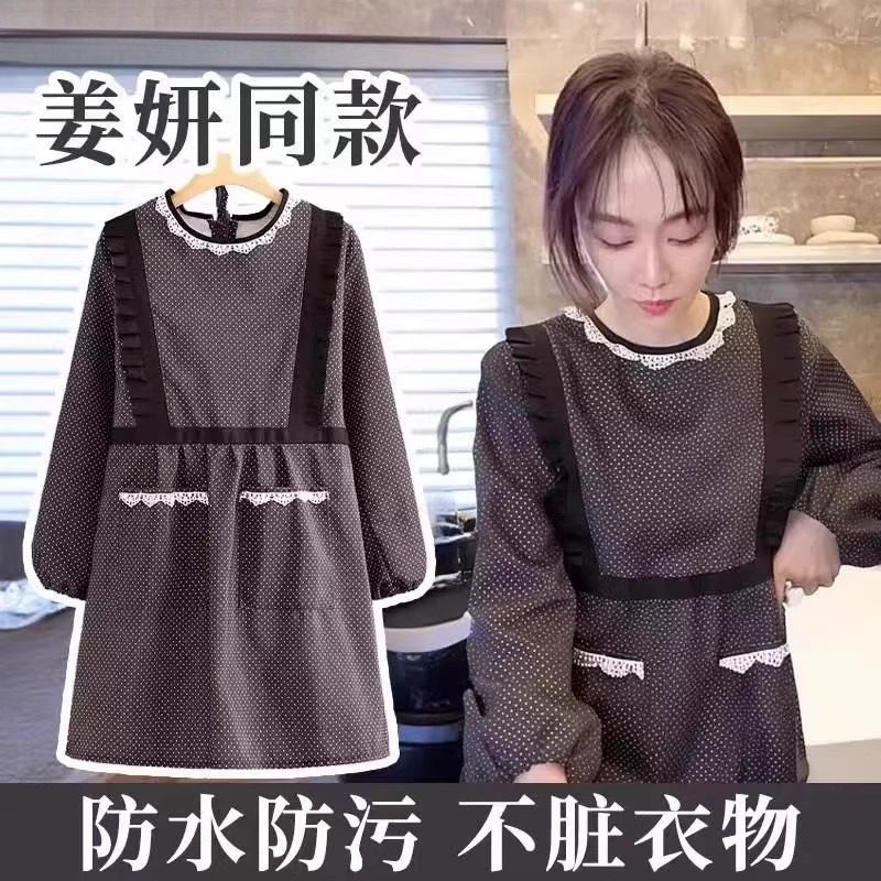 姜妍同款帆布罩衣女长袖围裙厨房