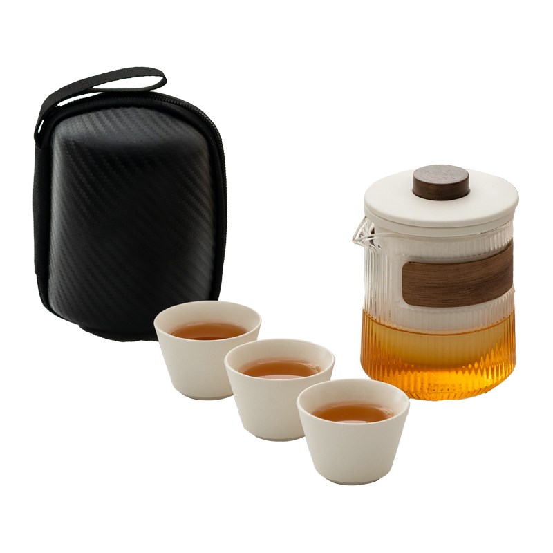 陶瓷旅行一壶三杯玻璃公杯v茶具便携小包车载户外家用小套装泡茶