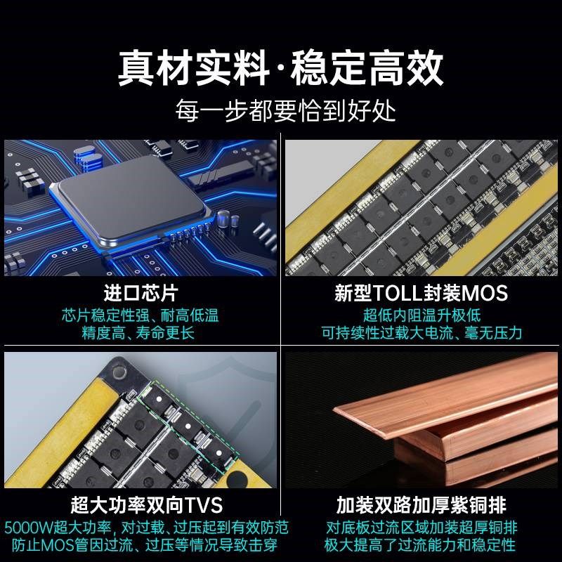 嘉佰达17串60V智能锂电池保护板6-22串72V三元100A峰值300A铁锂21