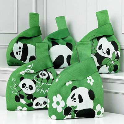 熊猫针织手提包大容量伴手礼