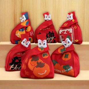 新年针织包伴手礼包袋节假日生日礼袋网红手提包针织手提袋大容量