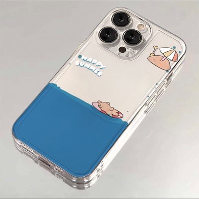 夏日冲浪小狗适用苹果15手机壳opporeno11小米14vivox100华为iPhone13promax荣耀红米可爱卡通12小众硅胶防摔