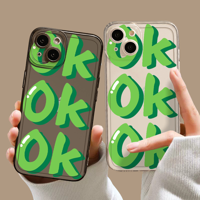 OK手机壳适用苹果14套15情侣iphone13pro简约12mini英文11promax新款x字母8plus网红xr透明xs创意个性7保护se