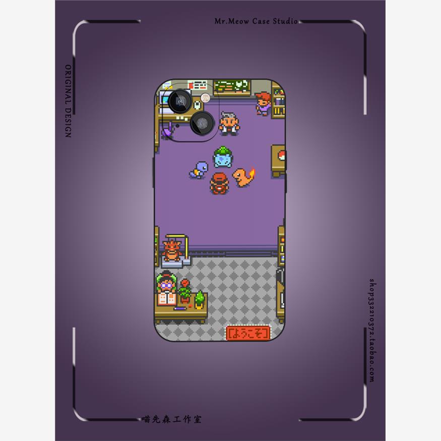 像素御三家宝可梦手机壳适用iPhone14小米13硅胶12玻璃11全包XS防摔OPPO苹果15ProMax华为荣耀VIVO动漫二次元
