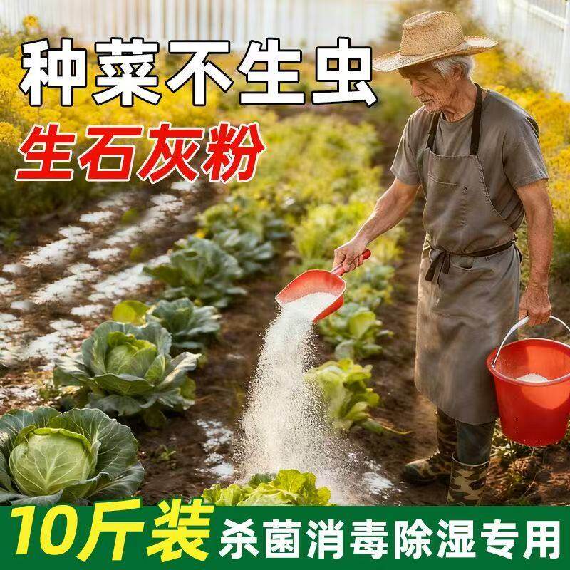 种菜专用石灰粉生石灰杀虫消毒干燥剂菜地驱蛇粉养殖土壤除湿防潮