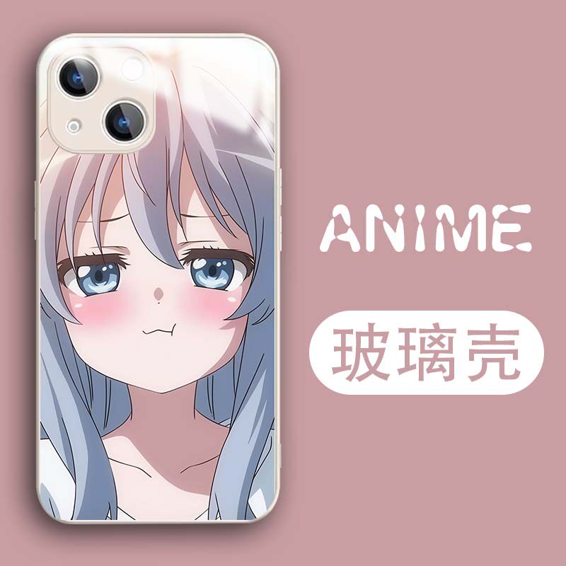 可爱女孩玻璃手机壳适用