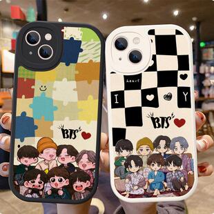 防弹少年团手机壳苹果16pro适用iPhone15Promax小羊皮14全包13硅胶软壳12金泰亨BTS田柾国mate60卡通华为p70