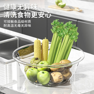 塑料加厚洗脸盆轻奢透明脸盆厨房洗菜盆水晶耐摔圆形家用宿舍