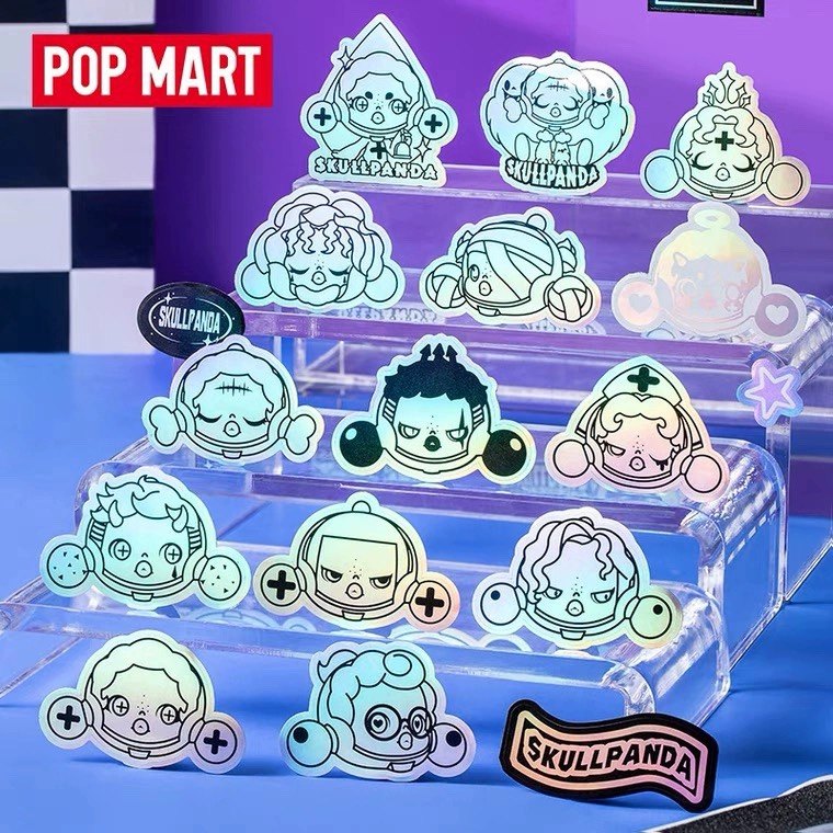 正版泡泡玛特SKULLPANDA周边贴纸镭射手账胶带卡通可爱装饰防水贴