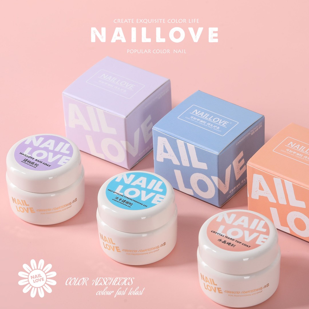NAILLOVE返潮复古建构底胶罐装粘钻胶硬式封层加固流平光疗胶店用