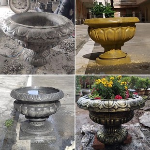 饰新农村建设园林盆景 圆形水泥花盆模具水泥自制花盒模型别墅装