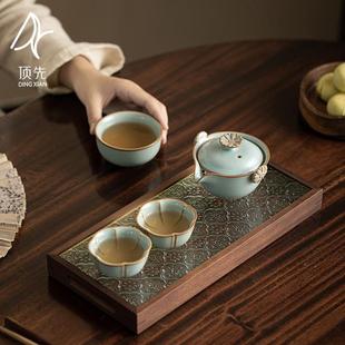 顶先严选 万人抢 古道源天青汝窑旅行功夫茶具一壶三杯车载便携