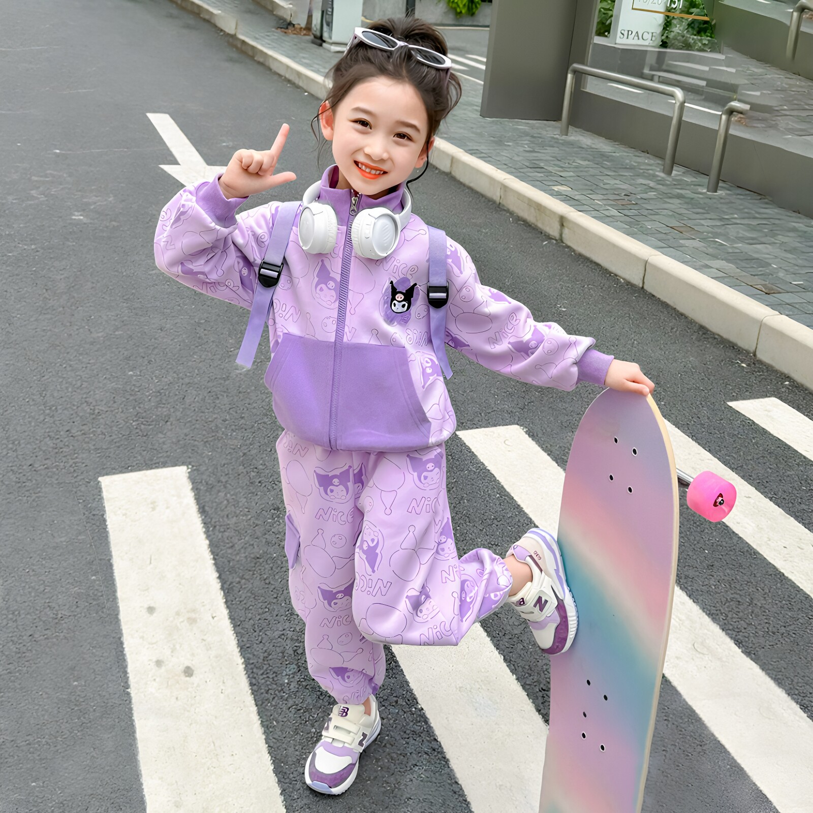 女童春秋棒球服套装库洛米