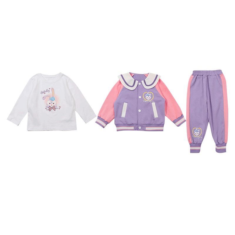 女童牛仔外套春秋套装棒球服