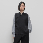 322WORKHOUSE全羊毛针织中式 斜襟马甲女2024新款 秋冬立领上衣B499