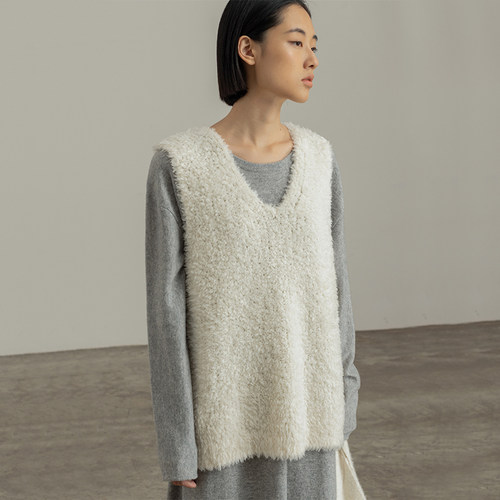 322WORKHOUSE羊毛羽毛纱针织背心