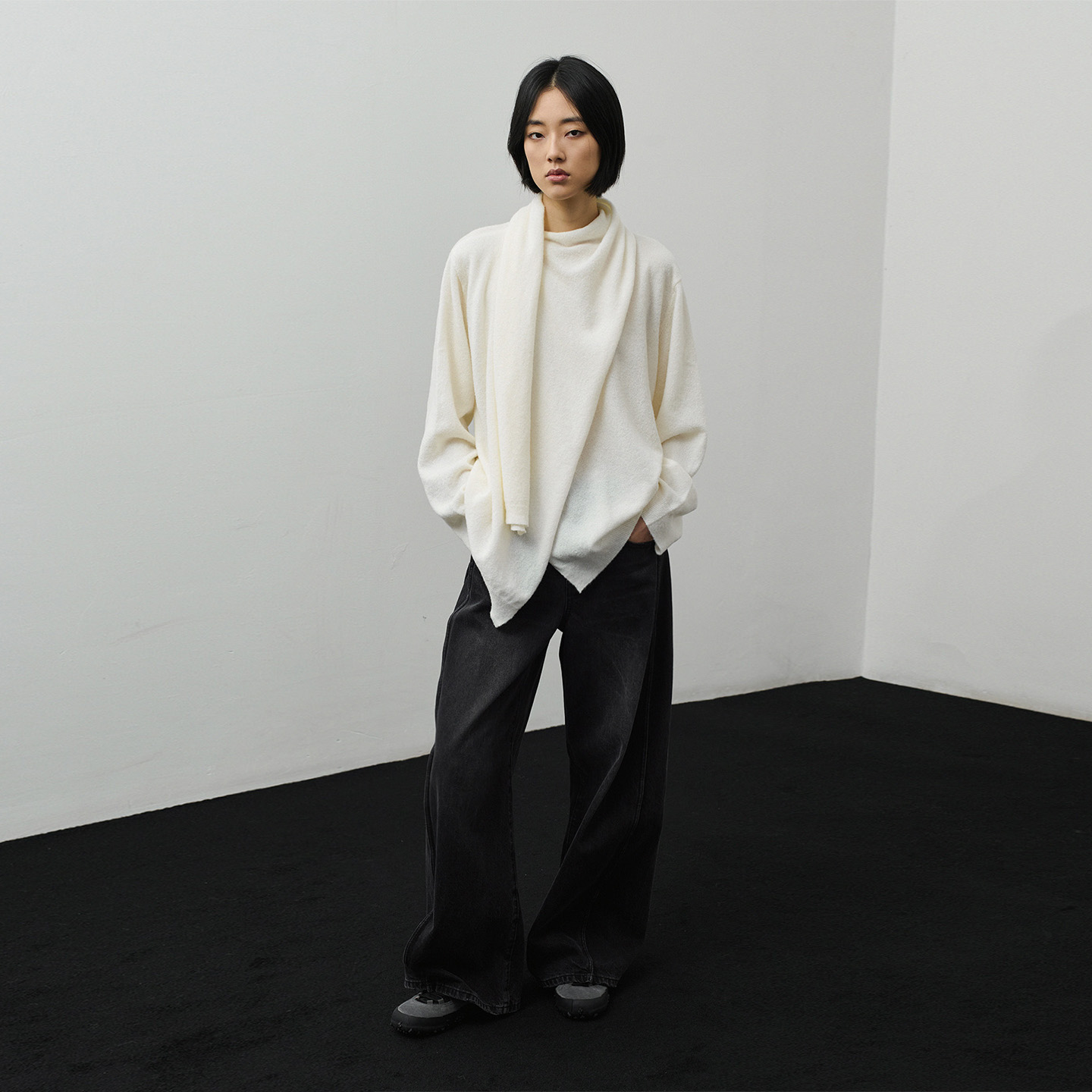 322工房圈圈羊毛围巾领套头衫