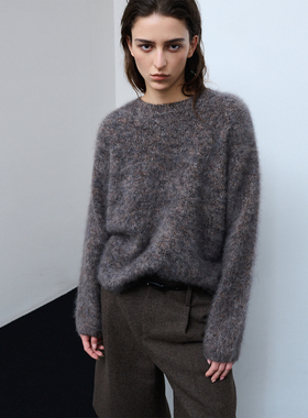 322WORKHOUSE针织长袖羊毛衫女2025新款冬季宽松慵懒拉毛毛衣Q816