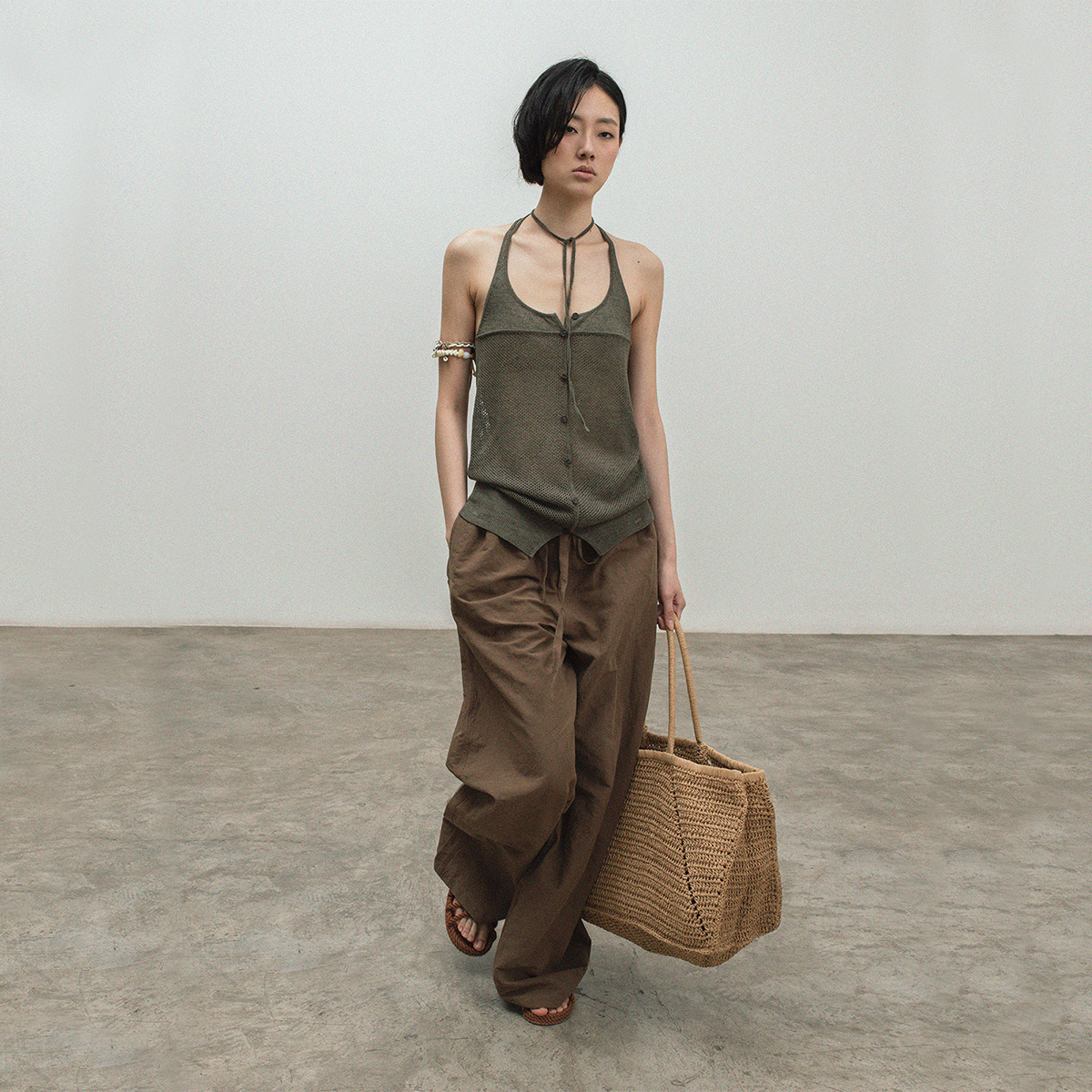 322WORKHOUSE和纸纱挂脖针织背心