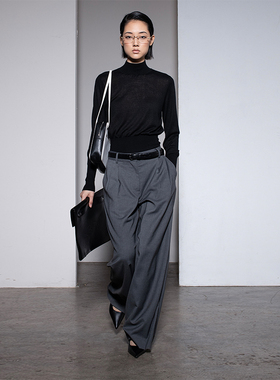 322WORKHOUSE丝羊绒半高领打底针织衫女2025新款秋季修身毛衣B395