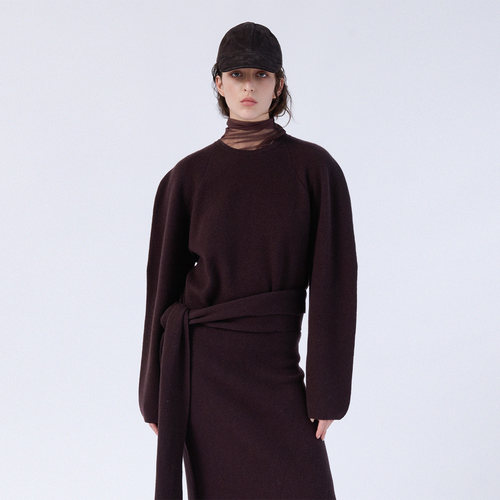 全羊毛针织圆领套头衫