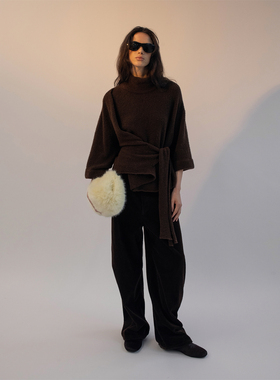 322WORKHOUSE半高领慵懒毛衣女士2025新款秋冬长袖宽松针织衫B876