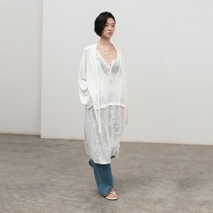 连身裙B695 夏季 322WORKHOUSE白色针织长款 镂空连衣裙女士2025新款