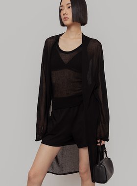 322WORKHOUSE红色开衫女2025新款春秋薄款针织两件套B376+B377