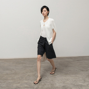 宽松外搭外套B722 夏季 322WORKHOUSE和纸纱白色针织开衫 女2025新款