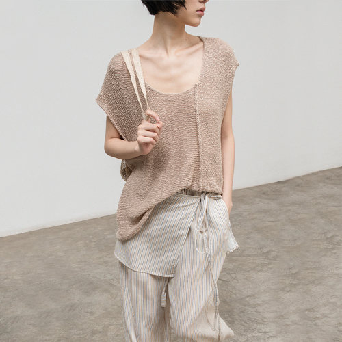 322WORKHOUSE竹节棉不对称短袖