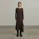 322WORKHOUSE针织不规则长袖 连衣裙女士2025新款 秋冬a字长裙B199