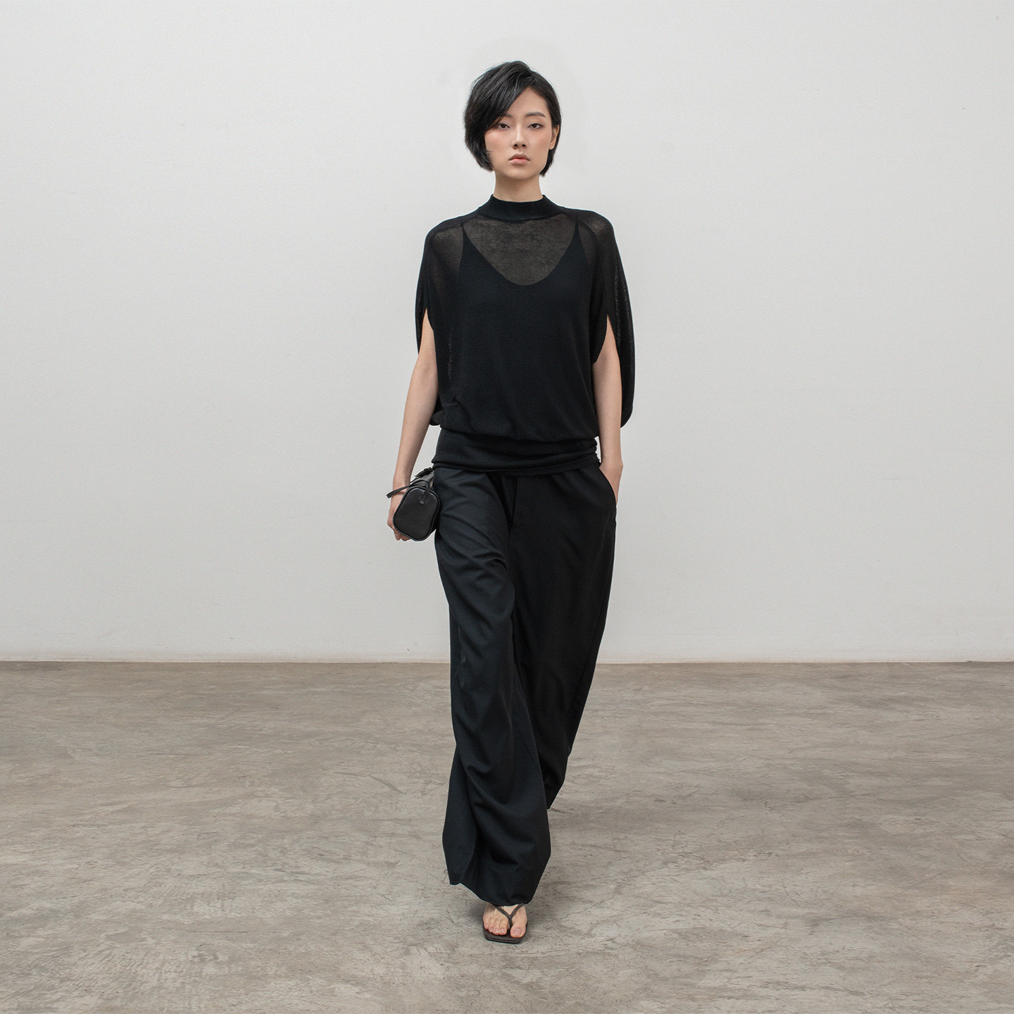 细支醋酸棉丝半高领针织马甲