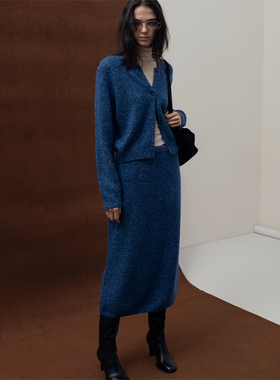 322WORKHOUSE立领毛衣外套+针织半身裙女士2025秋冬新款B871+B872