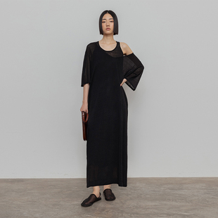 322WORKHOUSE汉麻两件套连衣裙女士2024新款 宽松叠穿裙子B384 夏季