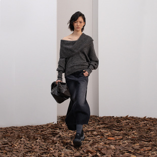 宽松蝙蝠袖 322WORKHOUSE大翻领长袖 秋季 女2025新款 上衣B782 针织衫