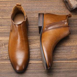 men&amp;#39;s chelsea boots male leather shoes 39~50大码