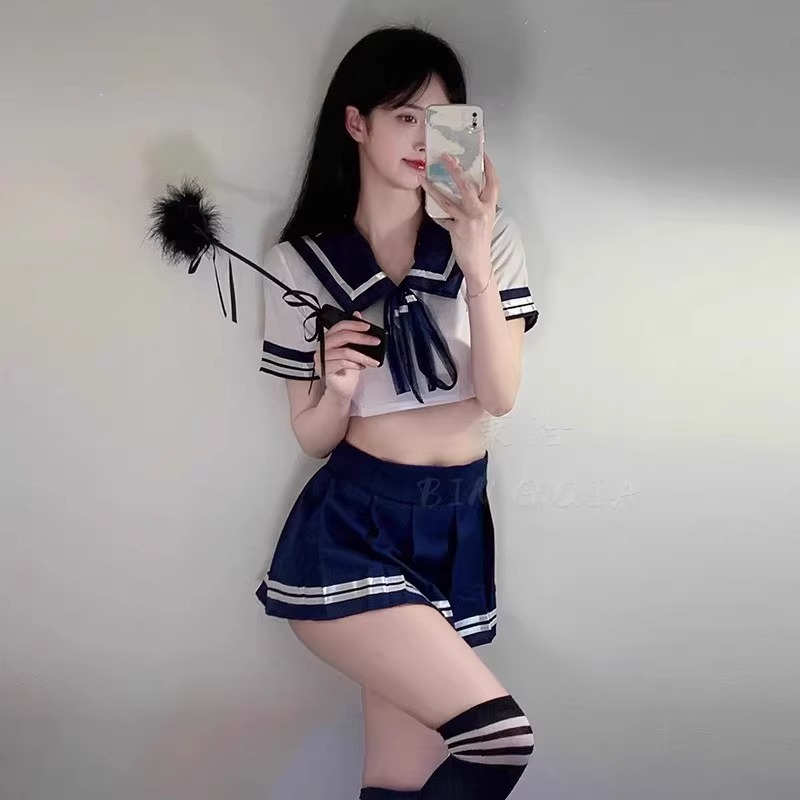 学院风性感内衣学妹jk超短裙纯欲水手服学生制服睡衣床上免脱套装