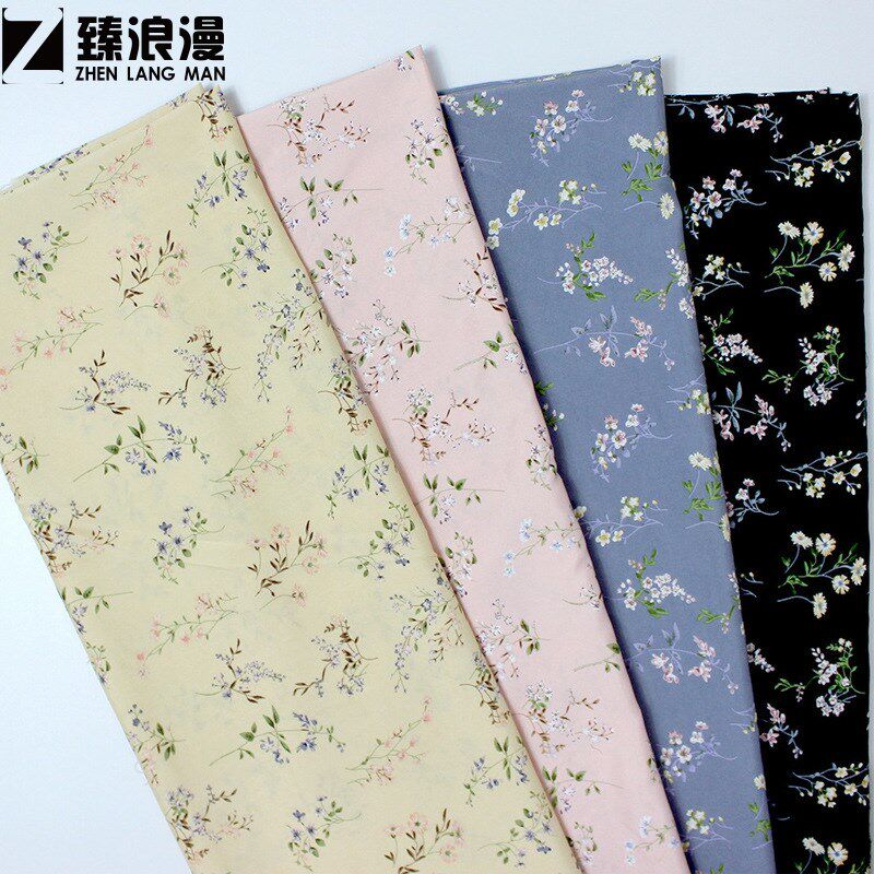 100D平纹四面弹布料 布料雪纺印花涤纶 女装碎花面料超细旦