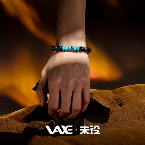 未设VAXE【呼唤】复古钛钢手链高级感黑曜石玛瑙手串送男友礼物