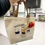 新款小熊帆布包女士上班学生手提包手拎便当饭盒收纳礼品袋帆布袋