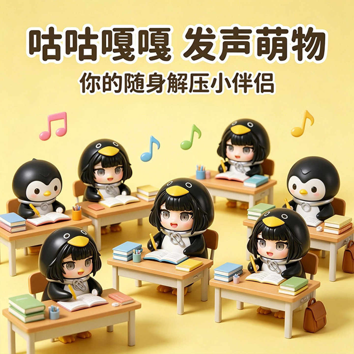 可爱小企鹅发声录音手办摆件图片