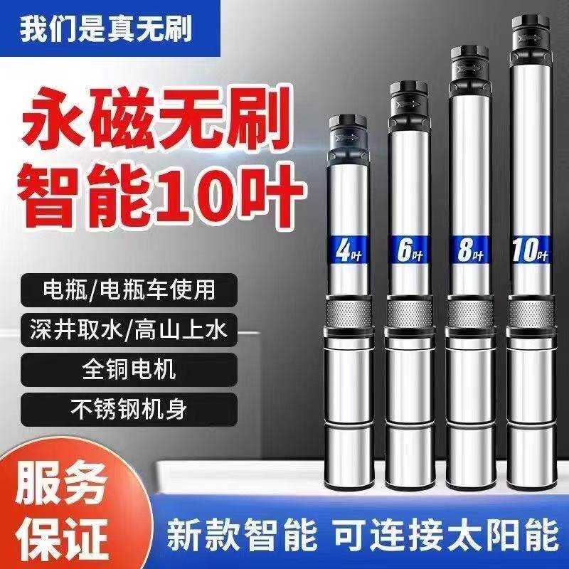 直流深井潜水泵家用井水电瓶电动车12v48v72v伏高扬程深水井水泵