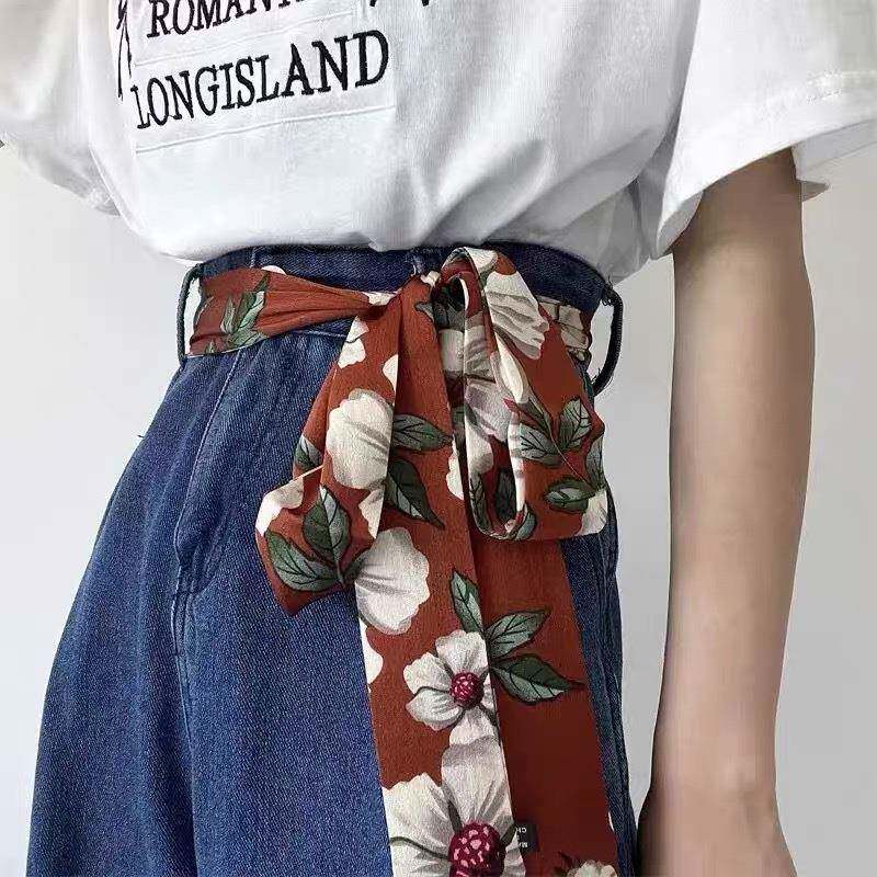 时尚加长长条小丝巾腰带女收腰神器百搭收裤子牛仔裤丝带皮带配饰