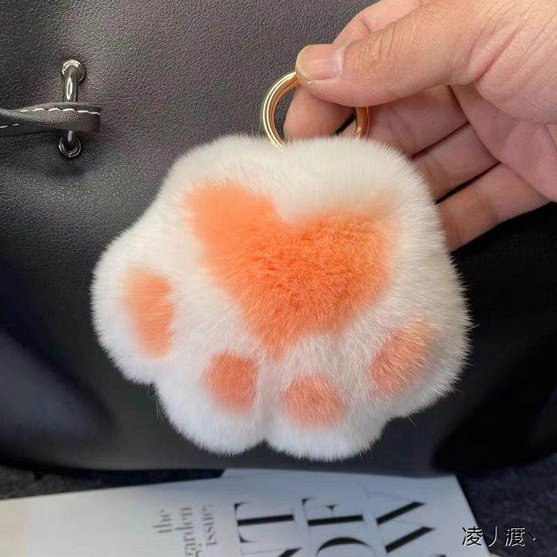 猫爪毛绒挂件仿真獭兔毛猫爪包挂件创意车钥匙扣情侣书包挂饰玩偶
