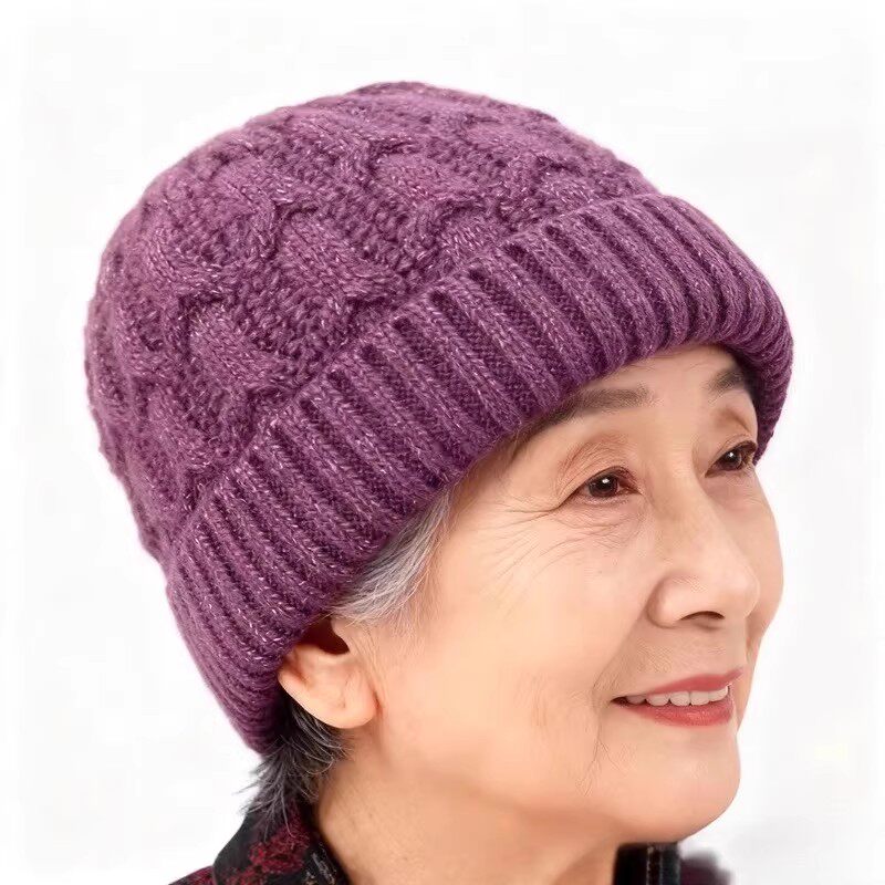 老年人帽子冬天针织毛线帽中老年人妈妈老人帽子女奶奶冬季棉帽