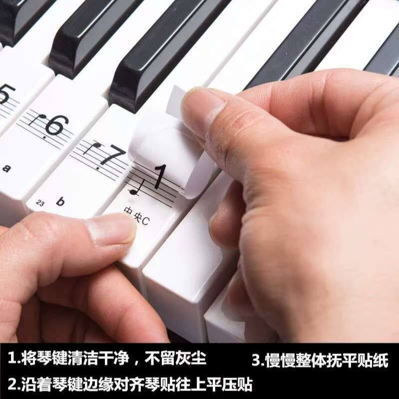 钢琴音符贴88键61键54键钢琴电子琴键盘透明贴纸五线谱音阶简谱贴