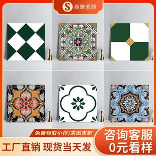 花砖600x600哑光防滑地砖火锅店餐饮艺术店连锁饭厅个性定制瓷砖