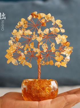 天然水晶发财树家居客厅办公室桌面工位装饰品创意摆件招财许愿树